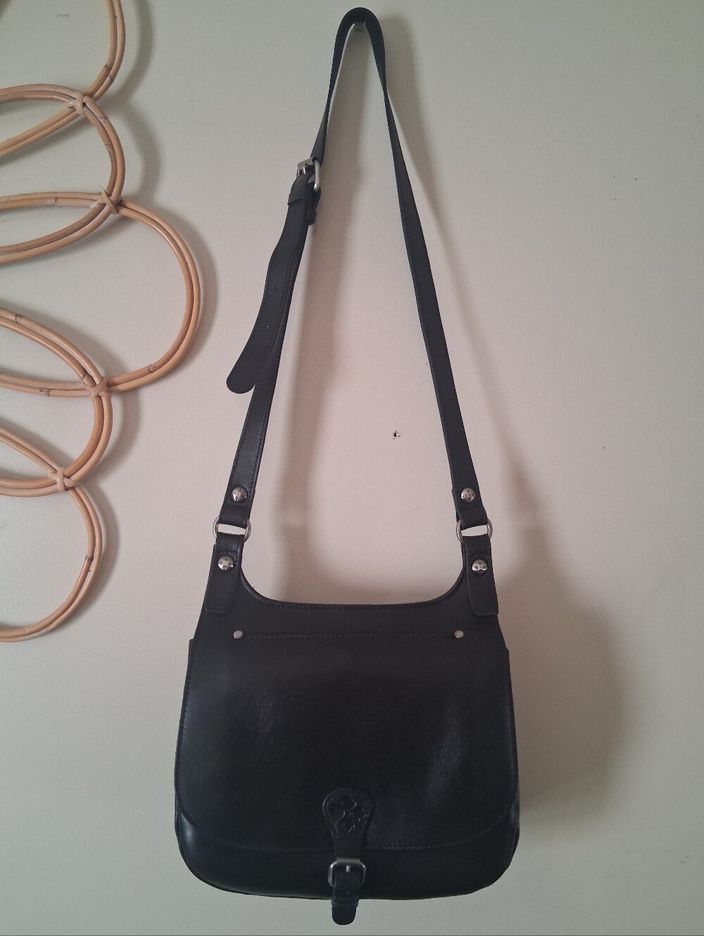 Patrica Nash London Saddle Heritage Black Leather Crossbody Bag - Picture 5 of 12